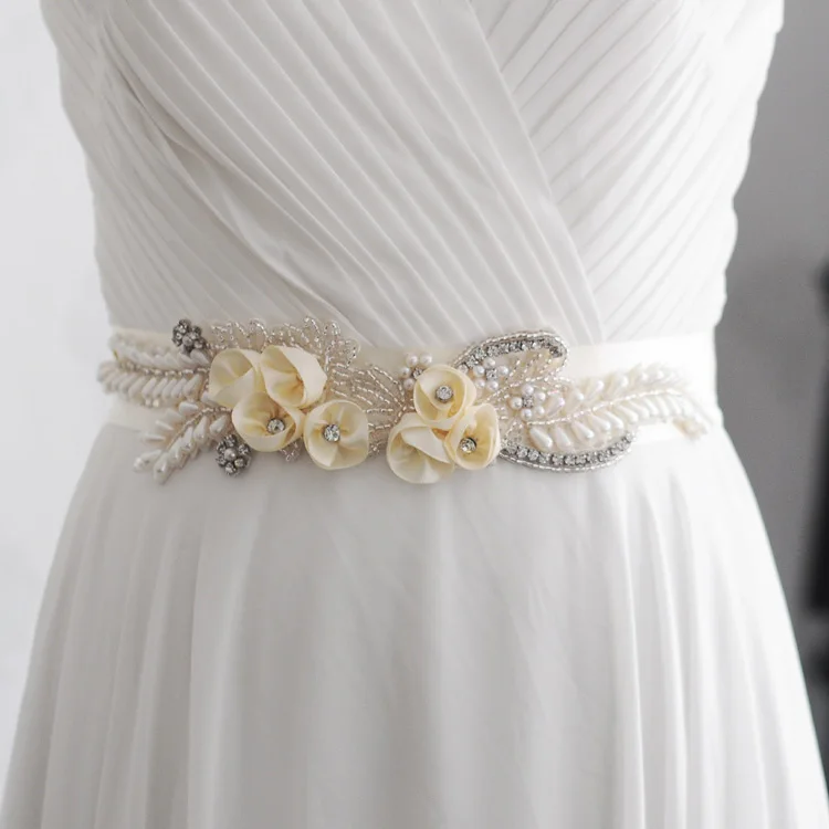 5pcs/lot Hot Sell Sash Bridal Beaded Belt With Petite Flowers Wedding Applique Women Waistband Girls Headband | Свадьбы и торжества