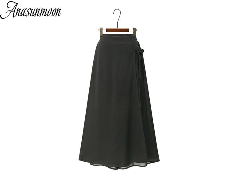 ANASUNMOON, летние, Европейский стиль, размера плюс, 5XL, женские брюки, повседневные, свободные, шифон, до середины икры, штаны, черные, широкие, для девушек