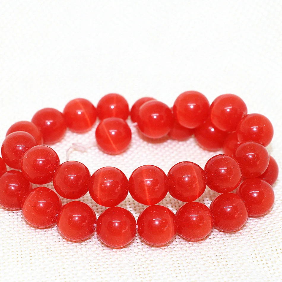 

New fashion reddish orange round opal loose beads 4,6,8,10,12mm semi-precious stone cat eye diy jewelry making 14inch B1578