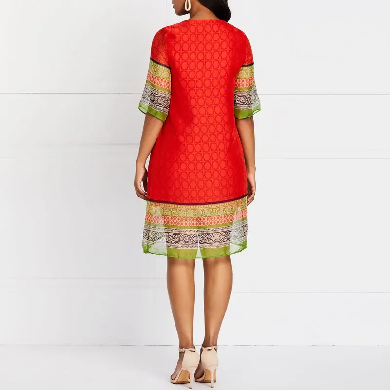 Chiffon Dresses Elegant Ethnic Style Office Lady Sexy Club Beach Simple Women Party Print Mesh Female Fashion Sweet Casual Dress | Женская