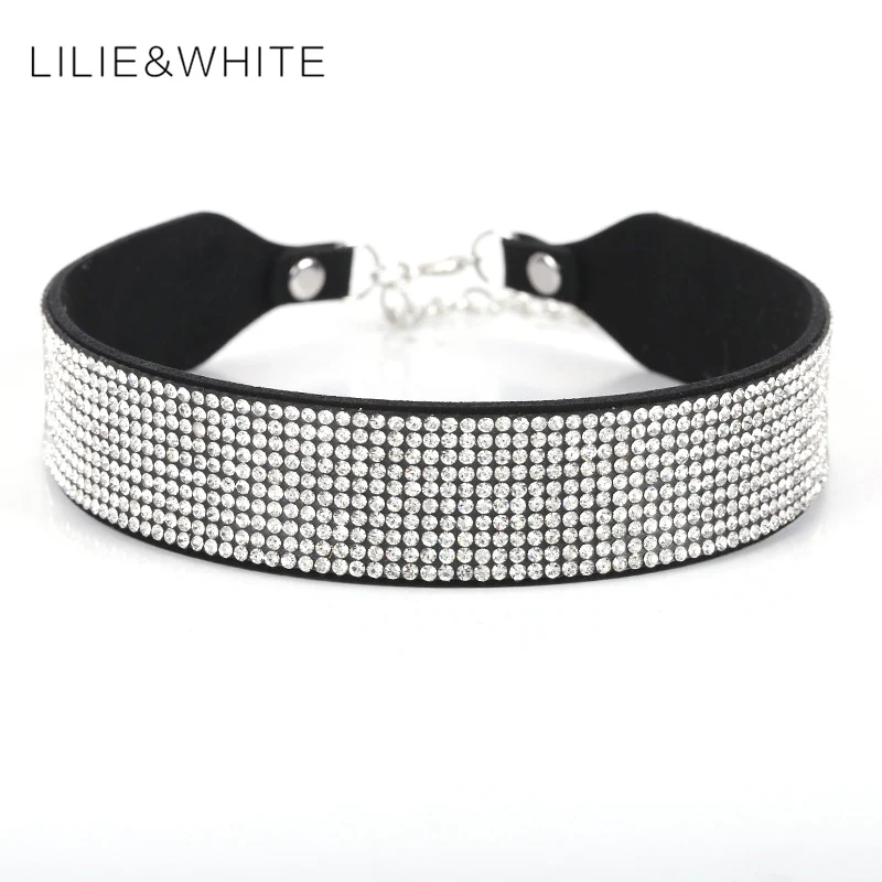 LILIE и белый новая мода панк готический Воротник Колье Цепочки ожерелья Boho Черное