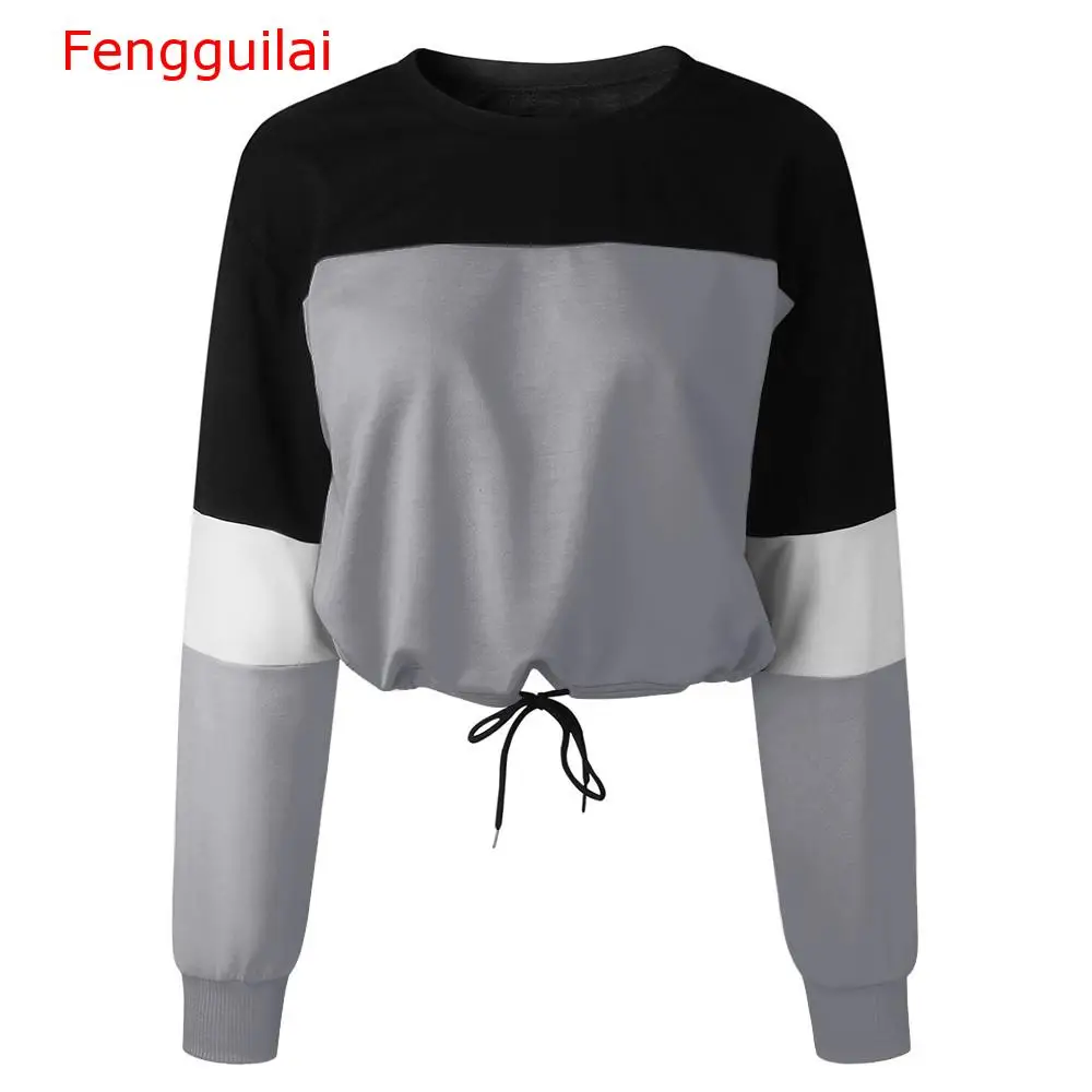 

Women Top 2019 Autumn Long Sleeve Sweatshirt Pullover Tops Blouse Patchwork Harajuku Clothes Hoodies Women Sudadera Mujer