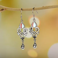 2019 water drop moonstone earrings for women accessories european beauty creative rotating water drops pear shaped earrings