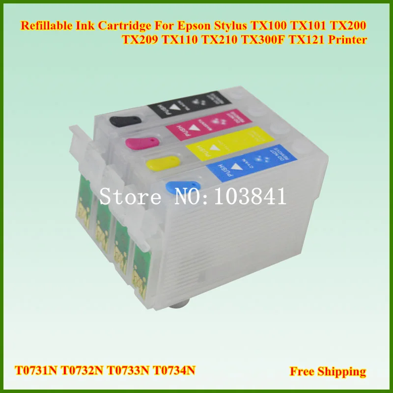 Многоразовый чернильный картридж 73N T0731N T0732N T0733N T0734N для Epson Stylus TX100 TX101 TX200 TX209 TX110