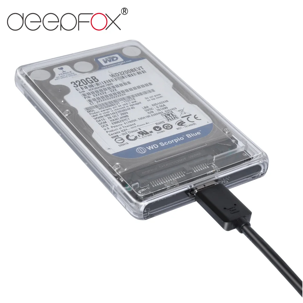 Transparent HDD Enclosure 2.5 inch SATA to USB 3.0 SSD Adapter Hard Disk Drive Box for Samsung Seagate SSD Support up to 2TB