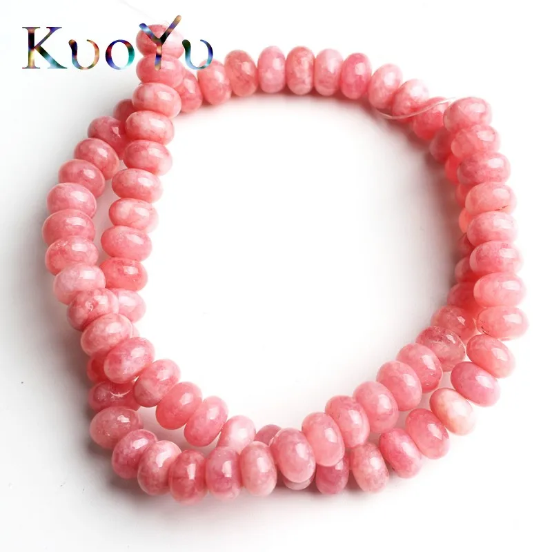 Pink Angelite Stone 5x8 мм бусины из натурального абразивного морганита, ангелита, круглые бусины Rondelle для самостоятельного изготовления ювелирных изделий, браслетов и ожерелий - Цвет: Pink Angelite Stone