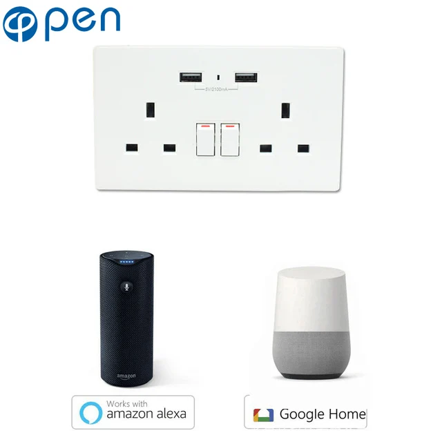 

WIFI remote control wall socket UK standard Smart Life (Tuya) compatible with Alexa and Google home for Smart home