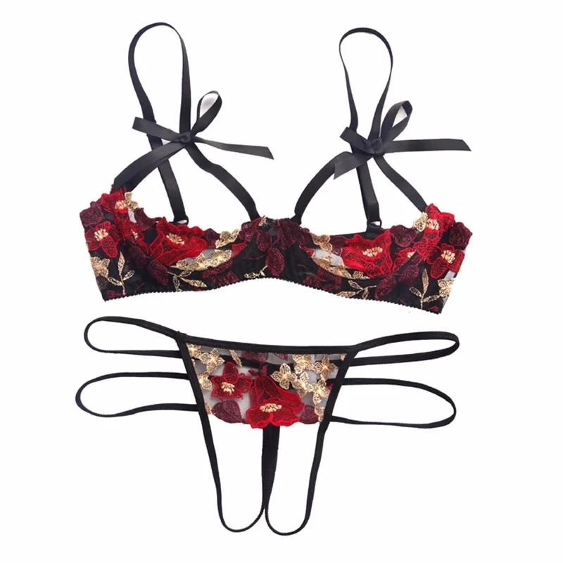 Сексуальный цветочный прозрачный тонкий бюстгальтер с открытой чашкой женское