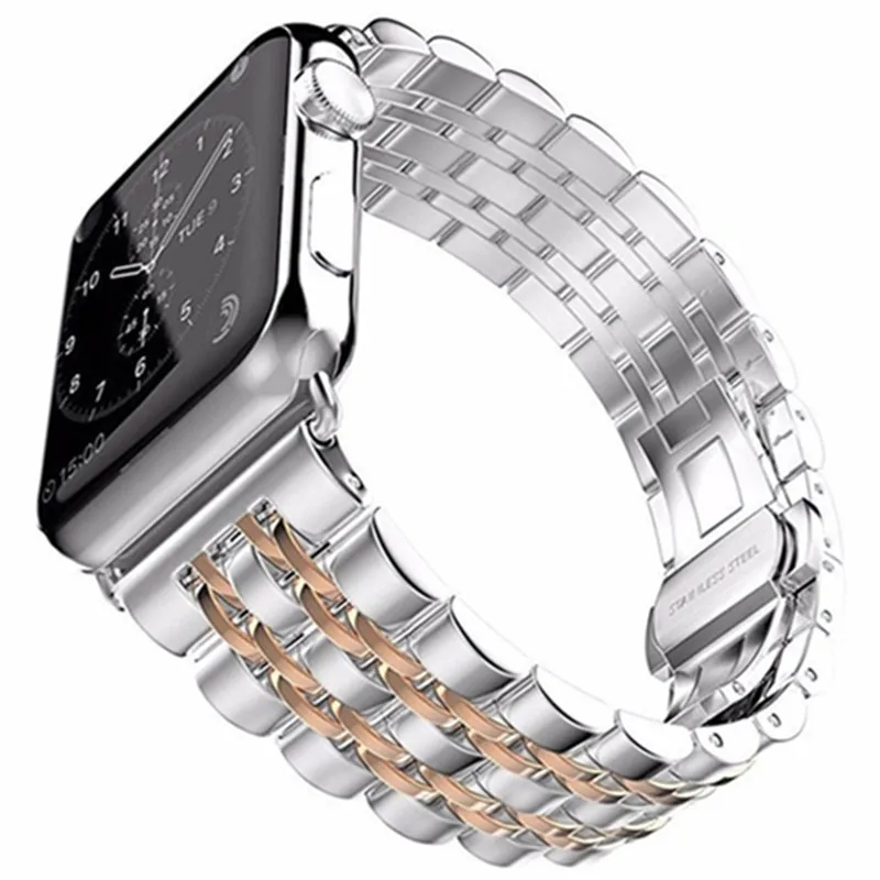 Ремешок для часов Apple Watch band 40 мм 44 Series 4 звеньевой браслет из нержавеющей стали