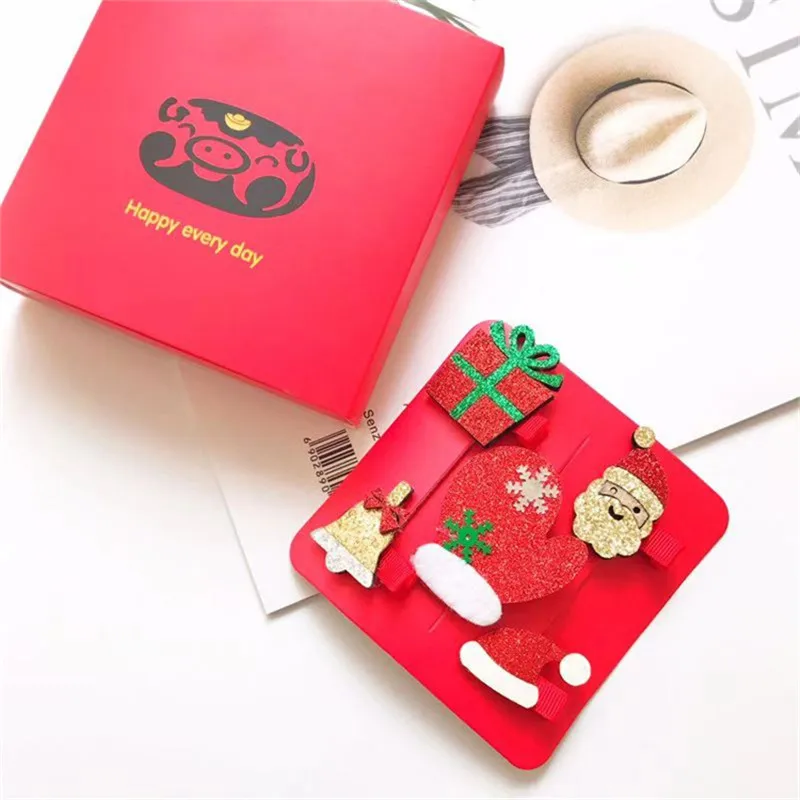 Детский Рождественский набор аксессуаров для волос заколки Подарочная коробка