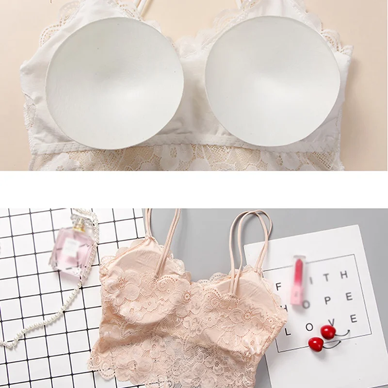 Sexy Lace Floral Bralette Tube Tops Bandeau Summer Women Solid Color Tanks Crop Camisole Girl Vest Underwear | Женская одежда