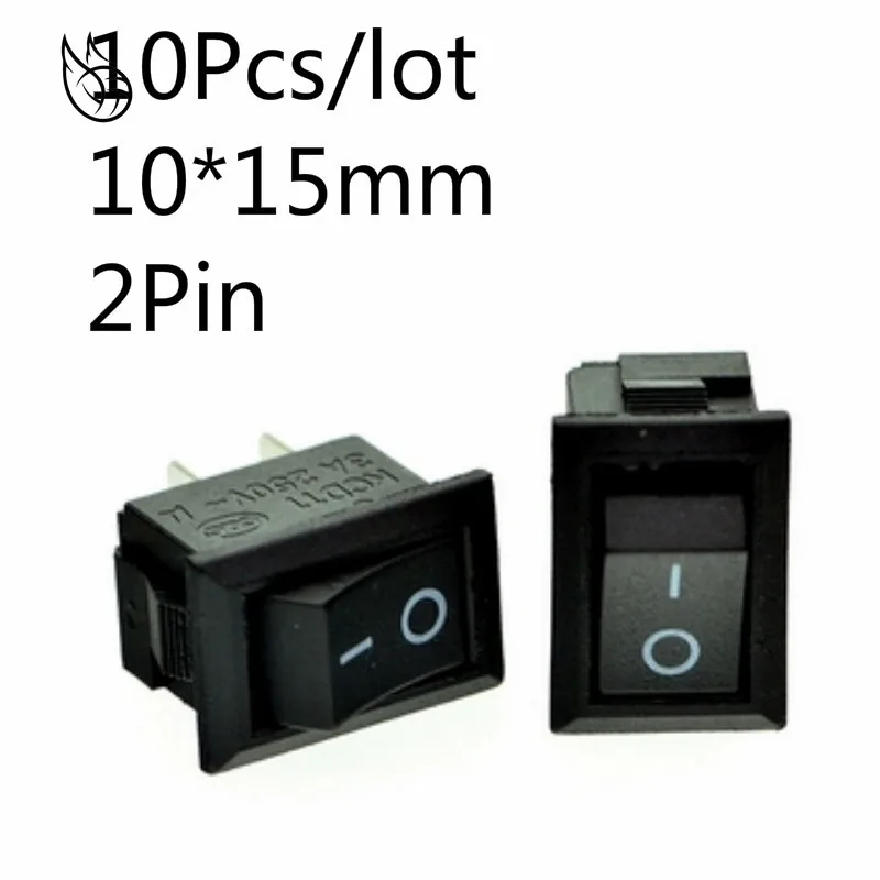 

10pcs/lot G130 10*15mm SPST 2PIN ON/OFF Boat Rocker Switch 3A/250V for Auto Car Dash Dashboard Truck RV ATV Home Model KCD1