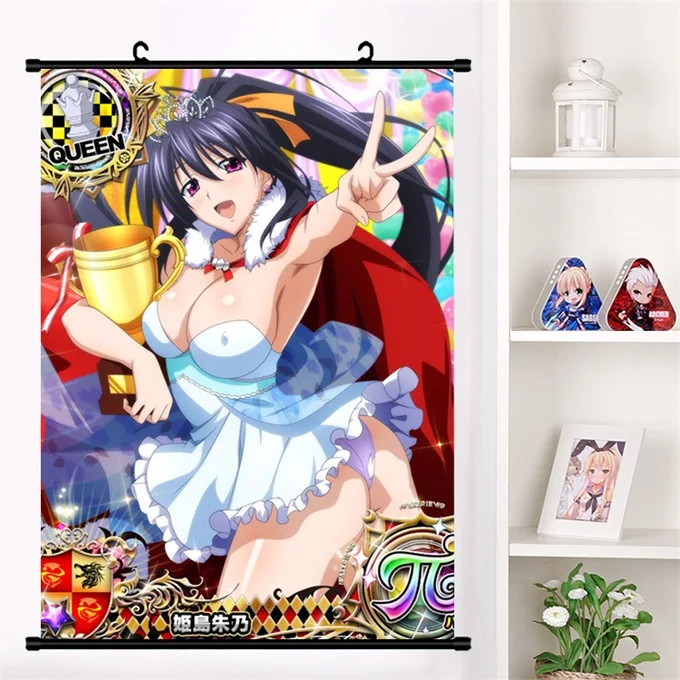 W Аниме старшеклассница DxD Азия Argento Himejima Akeno настенные свитки плакат мультфильм настенные подвесные плакаты коллекция домашнего декора - Цвет: W