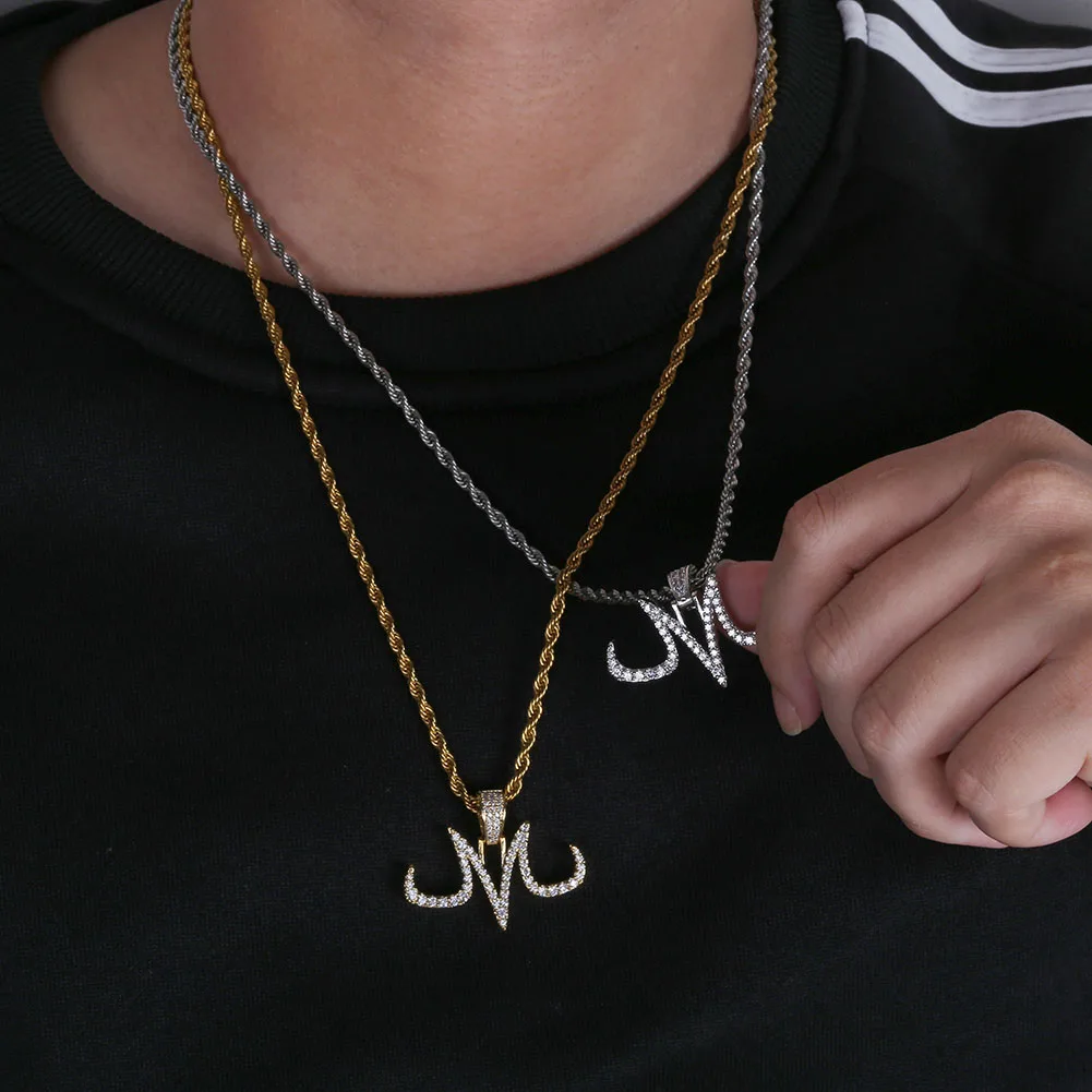 Новые Пользовательские Iced Out Majin кулон ожерелье мужские белые и золотые финишные цепи хип хоп ювелирные изделия золотые подвески серебряного цвета