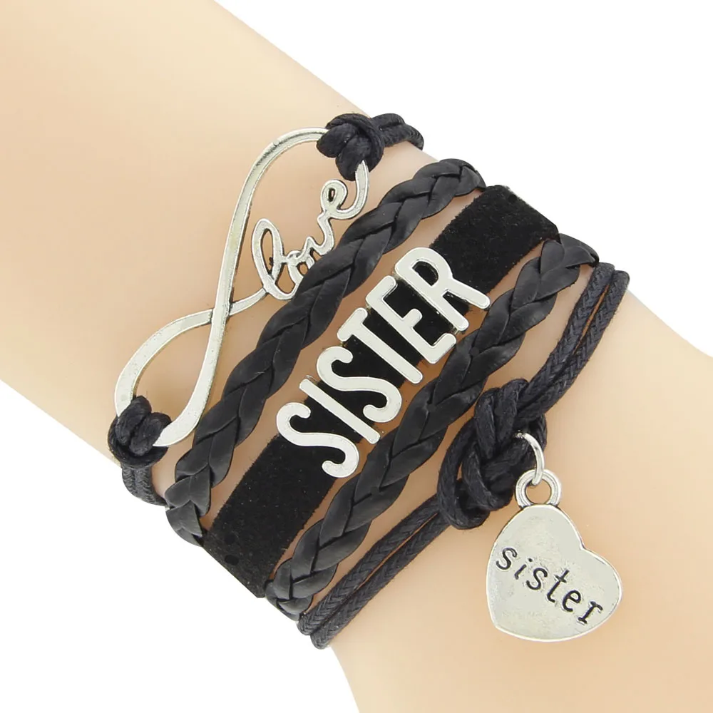 Бесконечность любовь вощеный шнур браслет версия сестра 6 видов цветов 2016 Новый