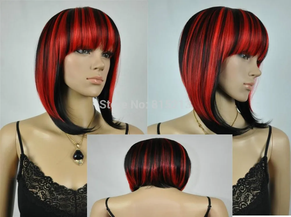 Dd009204 красный микс короткие прямые полный парик косплей + подарок|wigs for white women|wig