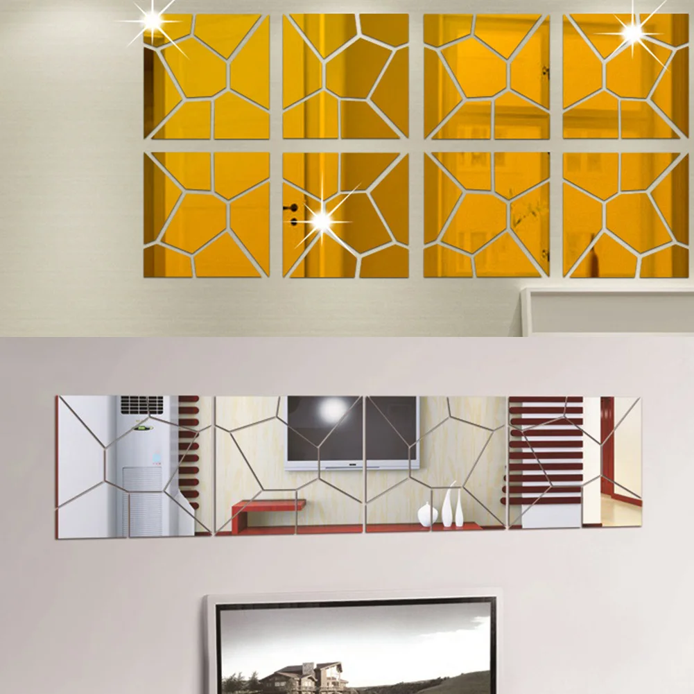 Прочный 3D зеркальный квадратный акриловый Съемный Настенный стикер наклейка домашний декор искусство