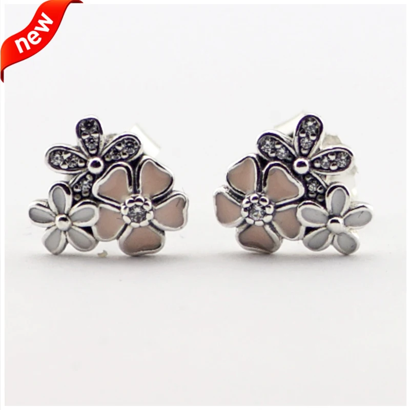

CKK Silver 925 Jewelry Stud Earrings Poetic Blooms, Mixed Enamels For Women Sterling Silver Earrings Anniversary Gift