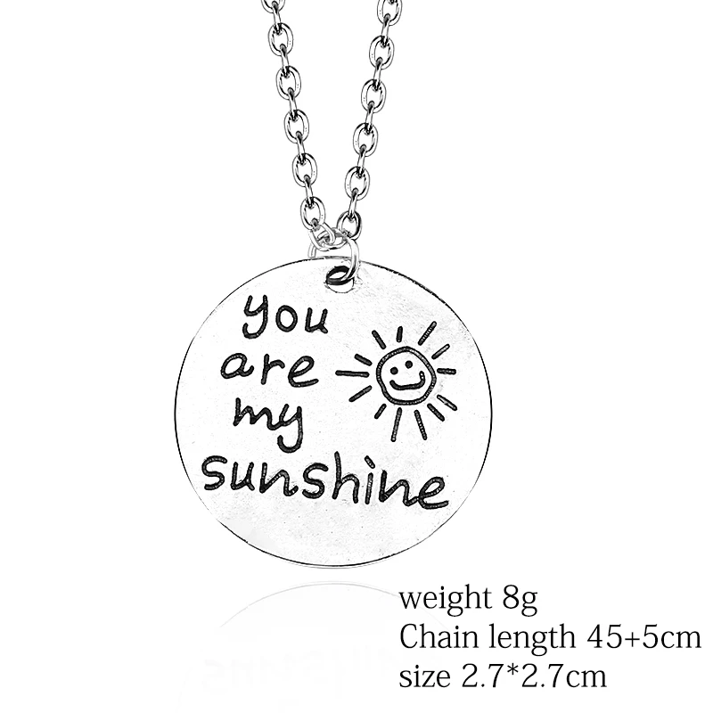 Новинка 2019 ожерелье с кулоном в виде сердца You Are My Sunshine модное круглое подвеской