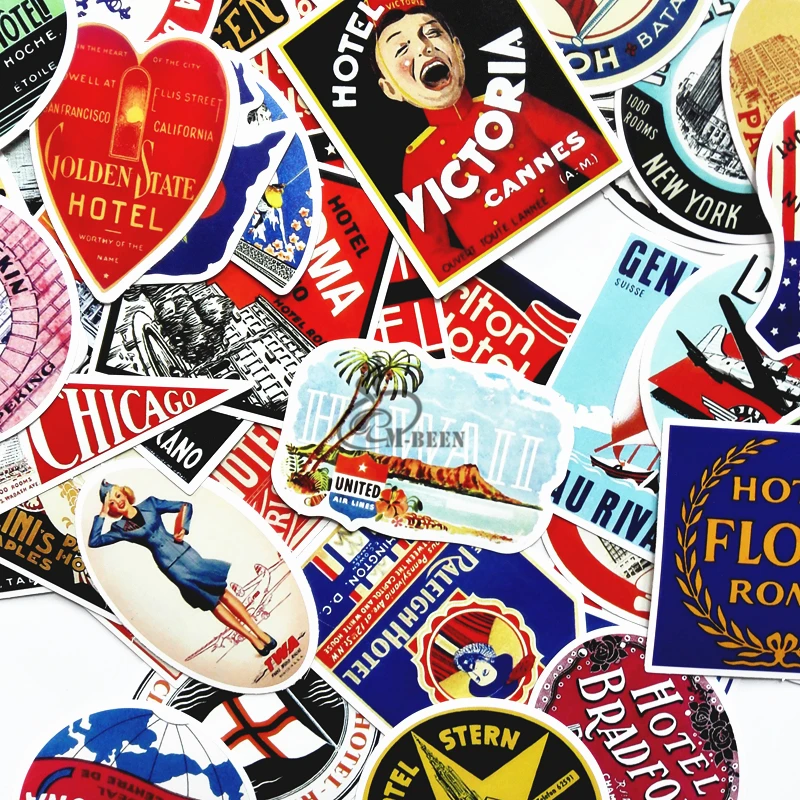 55 шт. водостойкие наклейки для багажа в стиле ретро|decal sticker|decal logo |