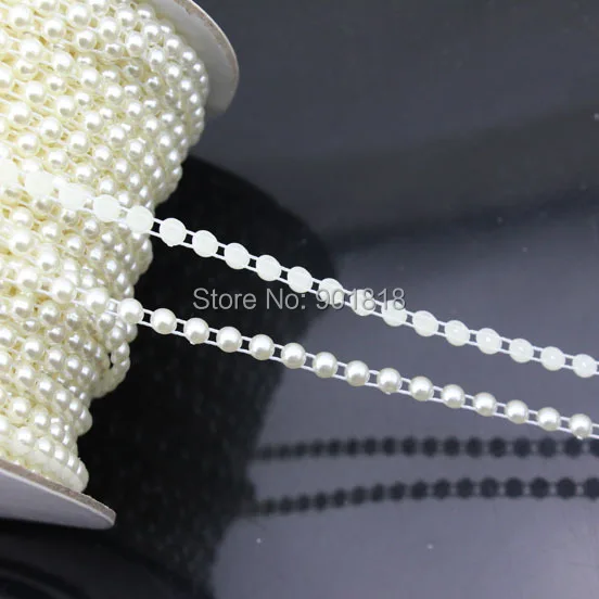 5 м/лот диаметр 4 мм плоская задняя круглая белая цепь из АБС-пластика в рулонах с