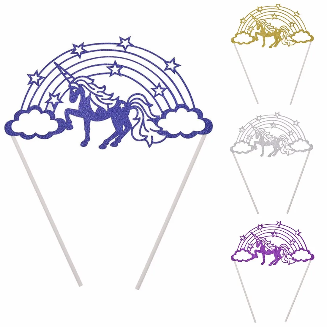 

DIY Unicorn Rainbow Cloud Birthday Cake Topper Sticks Cake Decorative Party Supplies