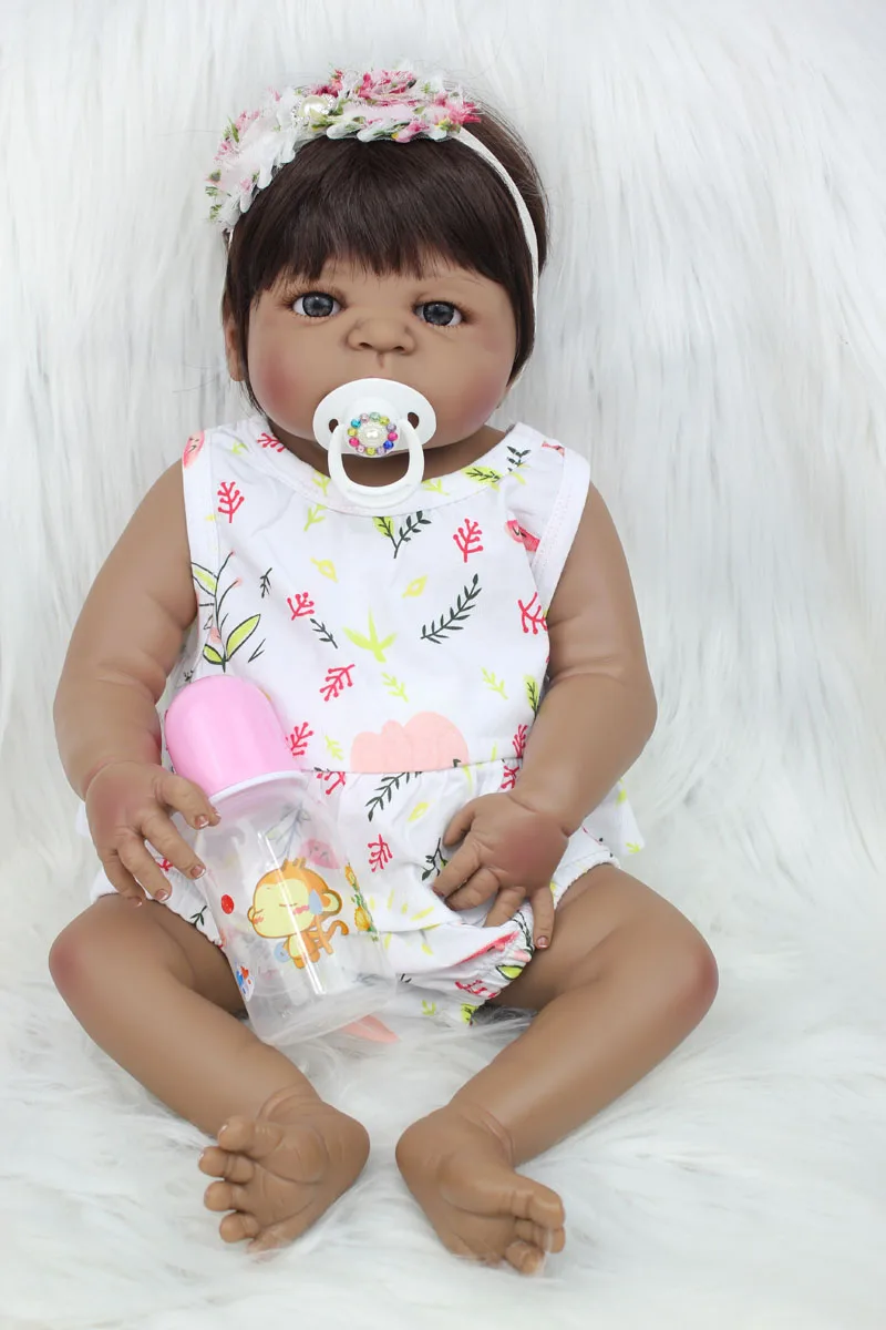 55 см силиконовая кукла Reborn Baby Doll 22 &quotчерная кожа новорожденная девочка принцесса