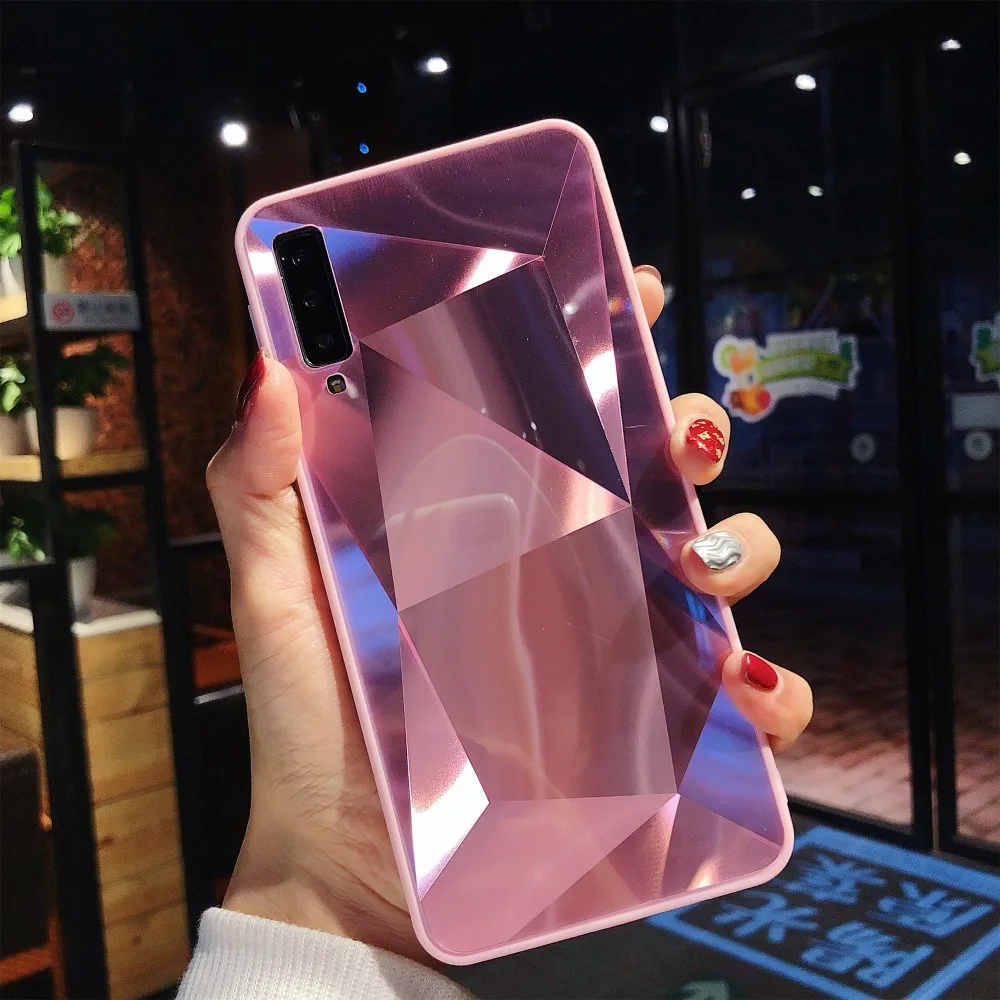 Luxury Diamond Texture case For Samsung A9 A750 2018 A5 2017 Cover Thin Mirror Pattern Galaxy A6 A8 Plus Phone Case S7 S8 S9 |