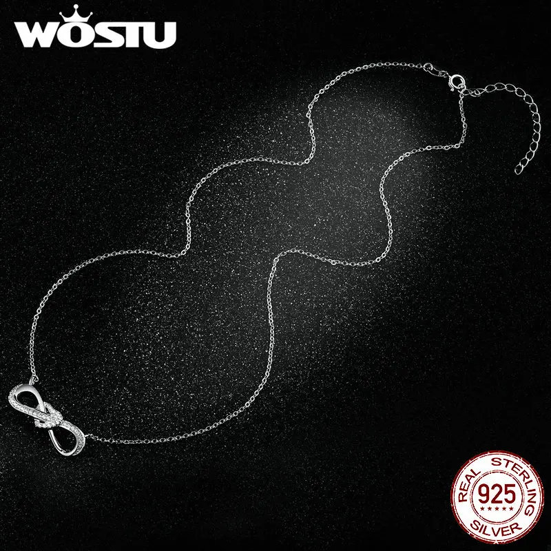 WOSTU Настоящее 100% Стерлинговое Серебро 925 пробы Бесконечная любовь прозрачная