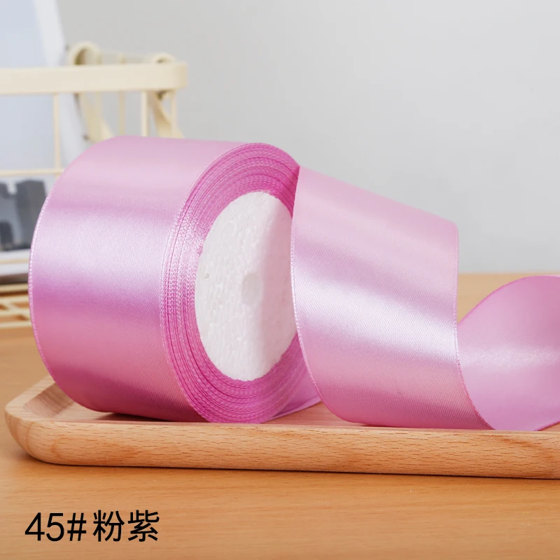 22 метра/рулон 2 дюйма = 5 см шелковые атласные ленты DIY Искусственные розы цветы Свадьба День Рождения Вечеринка Конфеты Подарочная коробка Упаковка Ленты - Цвет: Pink Purple
