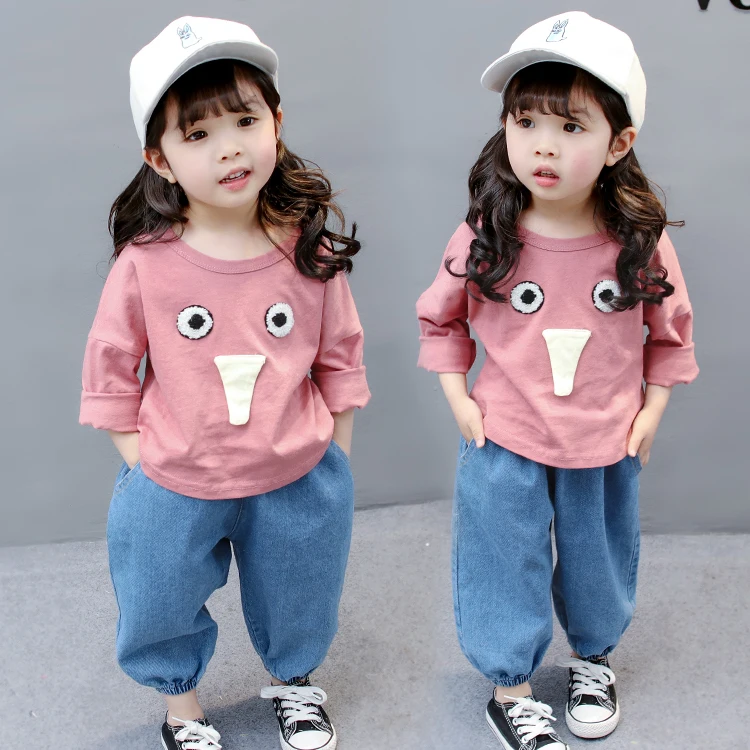 

Special Offer 2020 Spring Fall Girls Cartoon Cotton Long Sleeve Clothing Set Baby Kids Loose Casual Clothes Children's Wear X188
