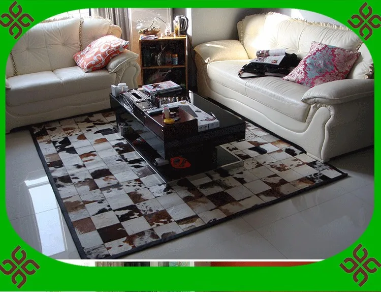 

2018 free shipping 100% natural genuine cowhide flat weave rug