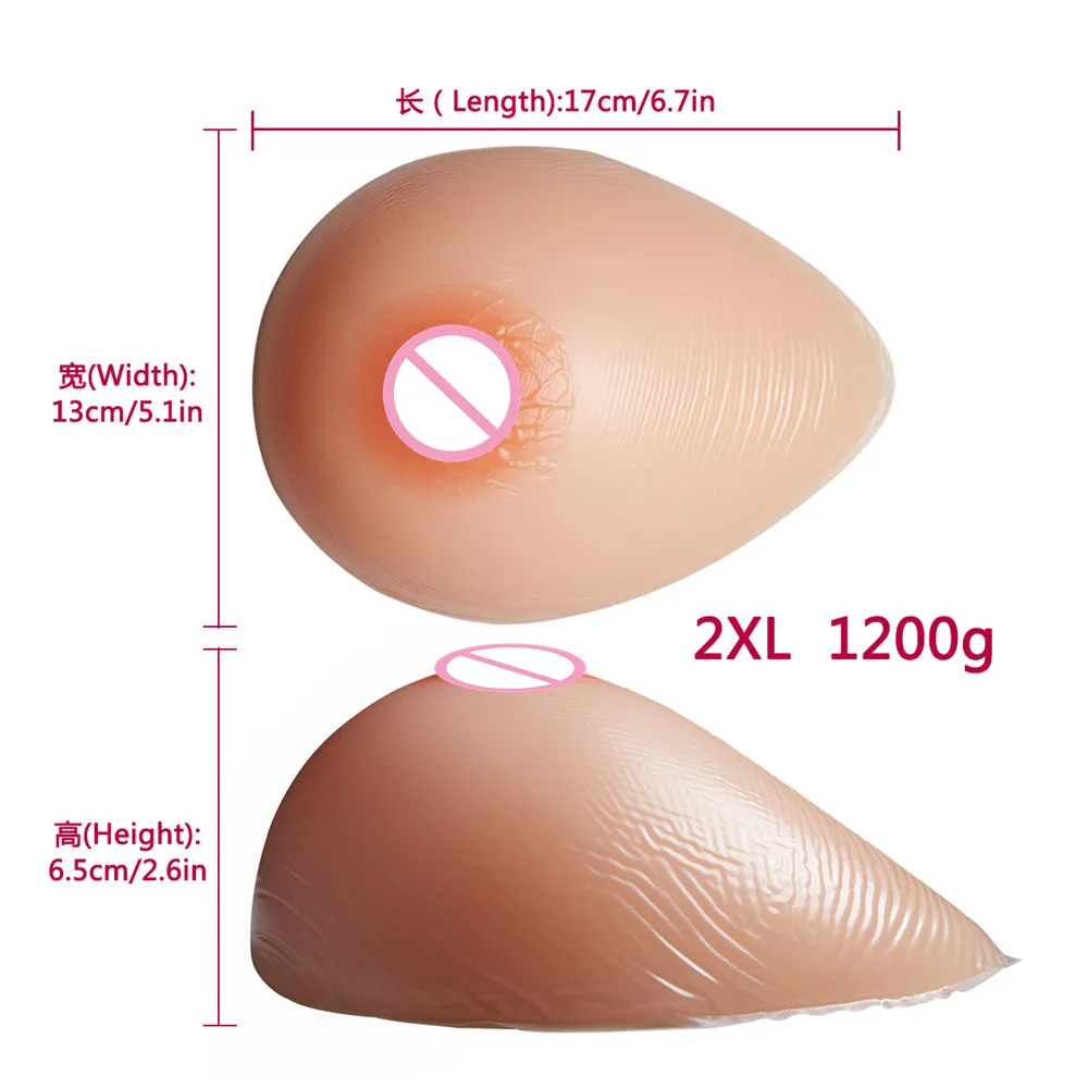 

1200g/pair Silicone Breast Forms 36DD/38D/40C Crossdresser Fake Tits Boobs Transgender Shemale Drag Queen Breast Enhancer