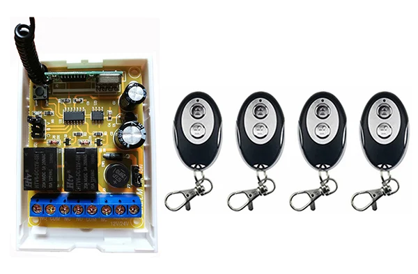DC12V DC24V 2CH RF Wireless Remote Control Switch System Receiver +ellipse shape Transmitters Learning code / window/Garage Door |