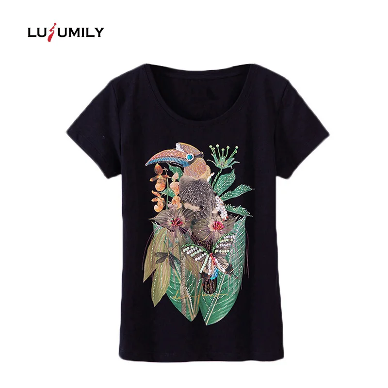 Футболка Lusumily Kawaii женские хлопковые черные топы женская летняя футболка ручной