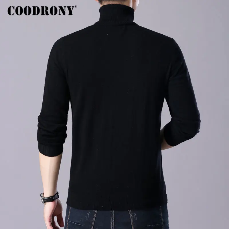 Бренд COODRONY, свитер для мужчин, Повседневный, водолазка, для осени и зимы, мериносовая шерсть, свитера, теплый кашемировый пуловер для мужчин, 93004