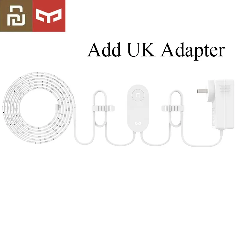 Add UK Adapter Yee светильник RGB светодиодный 2 м умный светильник-полоса умный дом для Mi Home приложение WiFi работает с Alexa Google Home Assistant 16 миллионов красочных - Цвет: Add UK Adapter