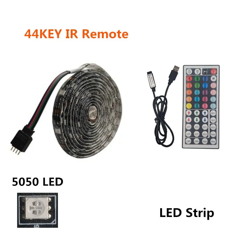 DC5V USB светодиодный полосы 5050 RGB/RGBW Белый свет, 50 см, 1 м, 2 м, ТВ фонового освещения flexibe светодиодный клейкая лента IP20/IP65 из водонепроницаемого материала