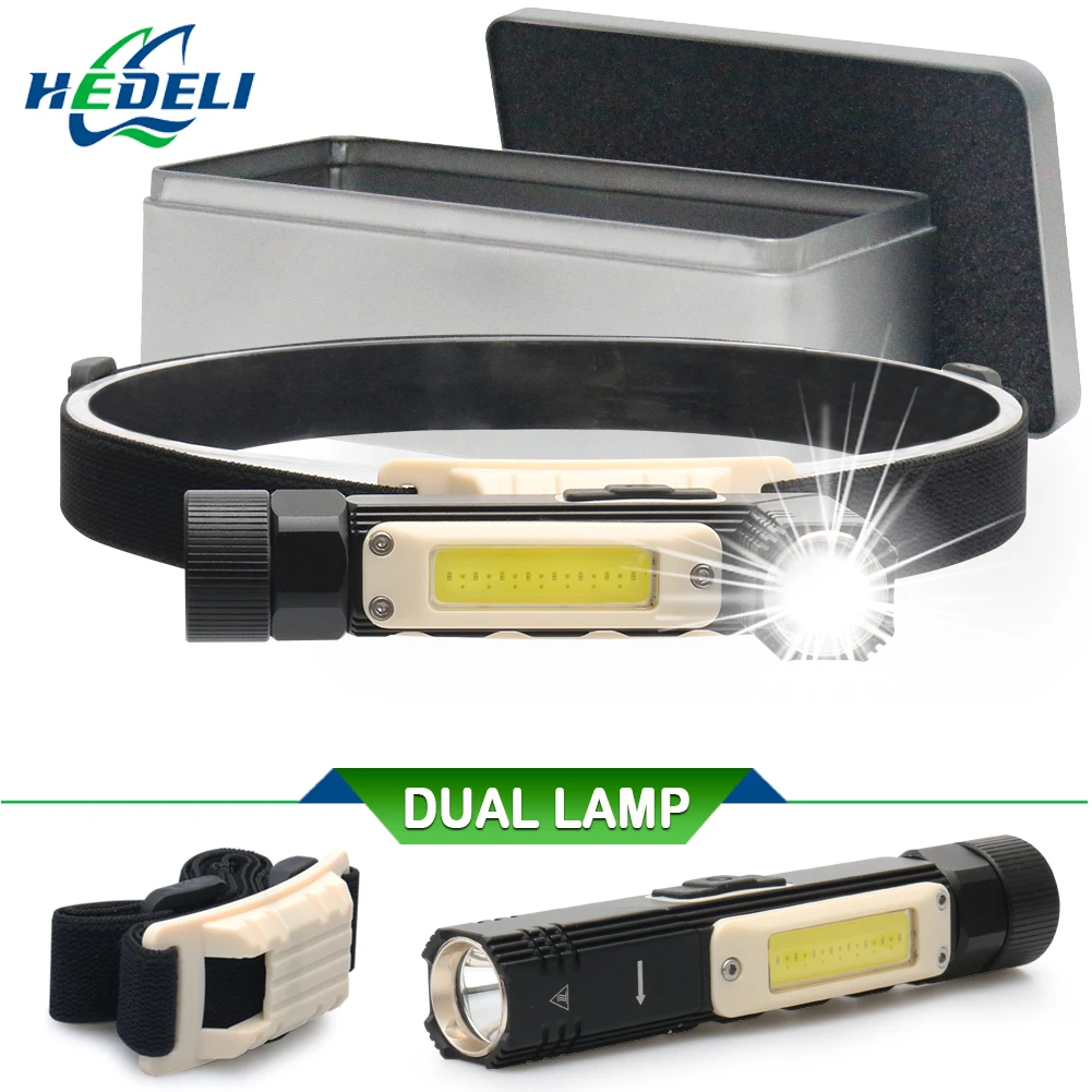 Многофункциональный магнитный фонарь, светодиодный налобный фонарь cree xm l2 cob, налобный фонарь, usb налобный фонарь, перезаряжаемый с магнитом