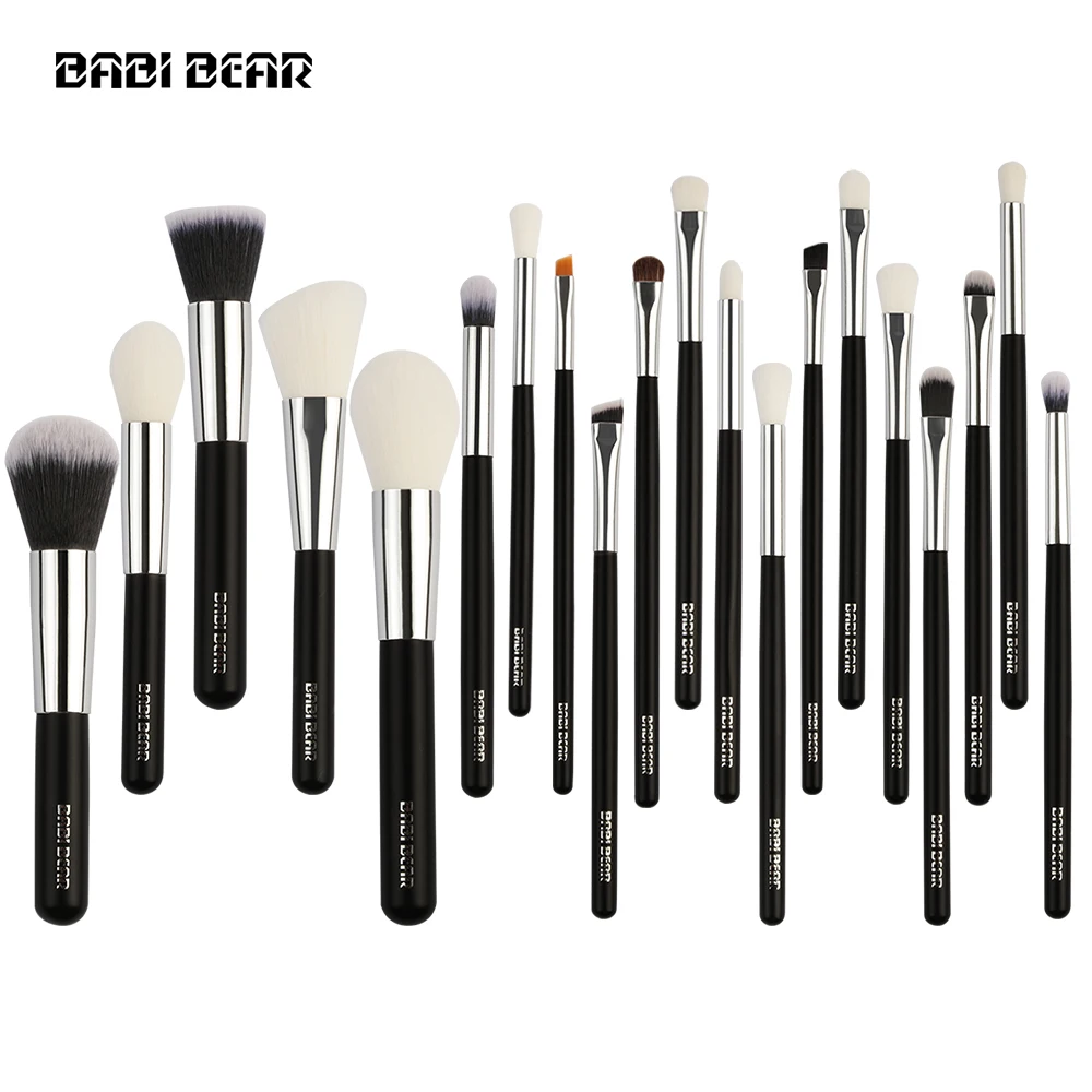 BABI BEAR 20 шт. серебристые/черные кисти набор инструментов тени для век основа