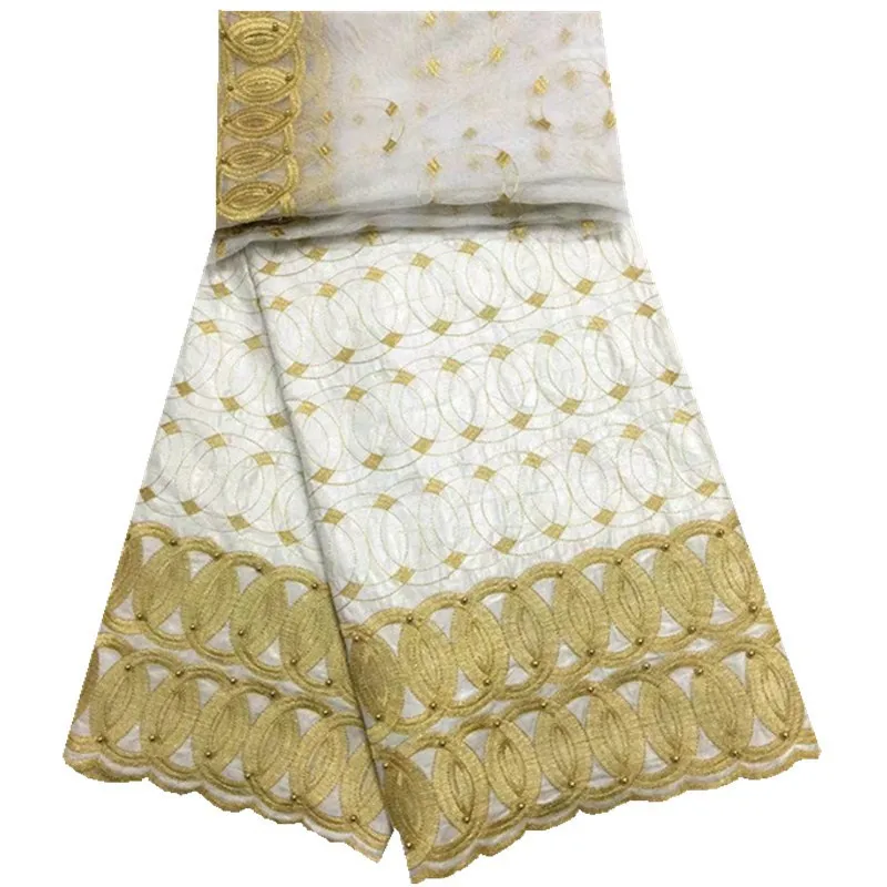 

Free Shipping African Nerigerian Lace Fabric Bazin Rich Lace Fabric 2018 With Bead Embroidered Lace Bazin Rich Fabric