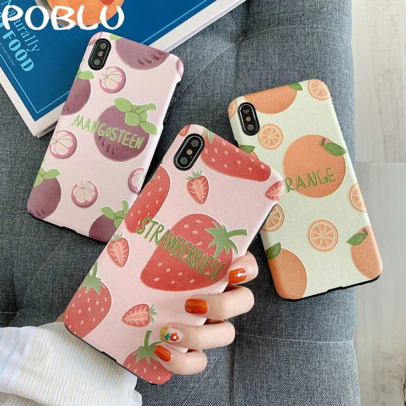 POBLU иллюстрация Летний Фруктовый чехол для телефона iphone 6s 7 8 plus XS MAX XR X Scrub Reloief silk IMD