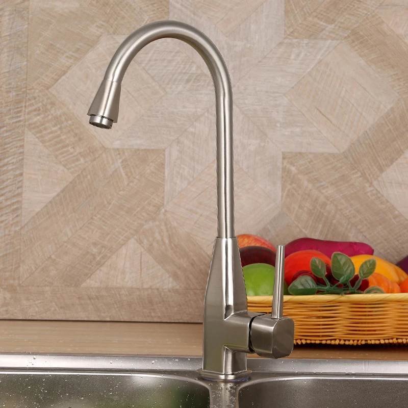 

Fashion Special Offer Lead-free Zinc Alloy Brushed Rotatable Hot and Cold Kitchen Faucet Mixer Tap