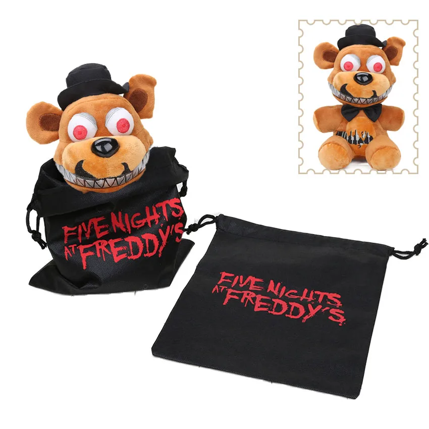 nightmare bear in ba 25 см Фредди фазмедведь Бонни Фокси эннард плюшевая игрушка с подарочным мешком кошмар пять ночей у Фредди чучела животных куклы игрушки FNAF - Цвет: nightmare bear in ba