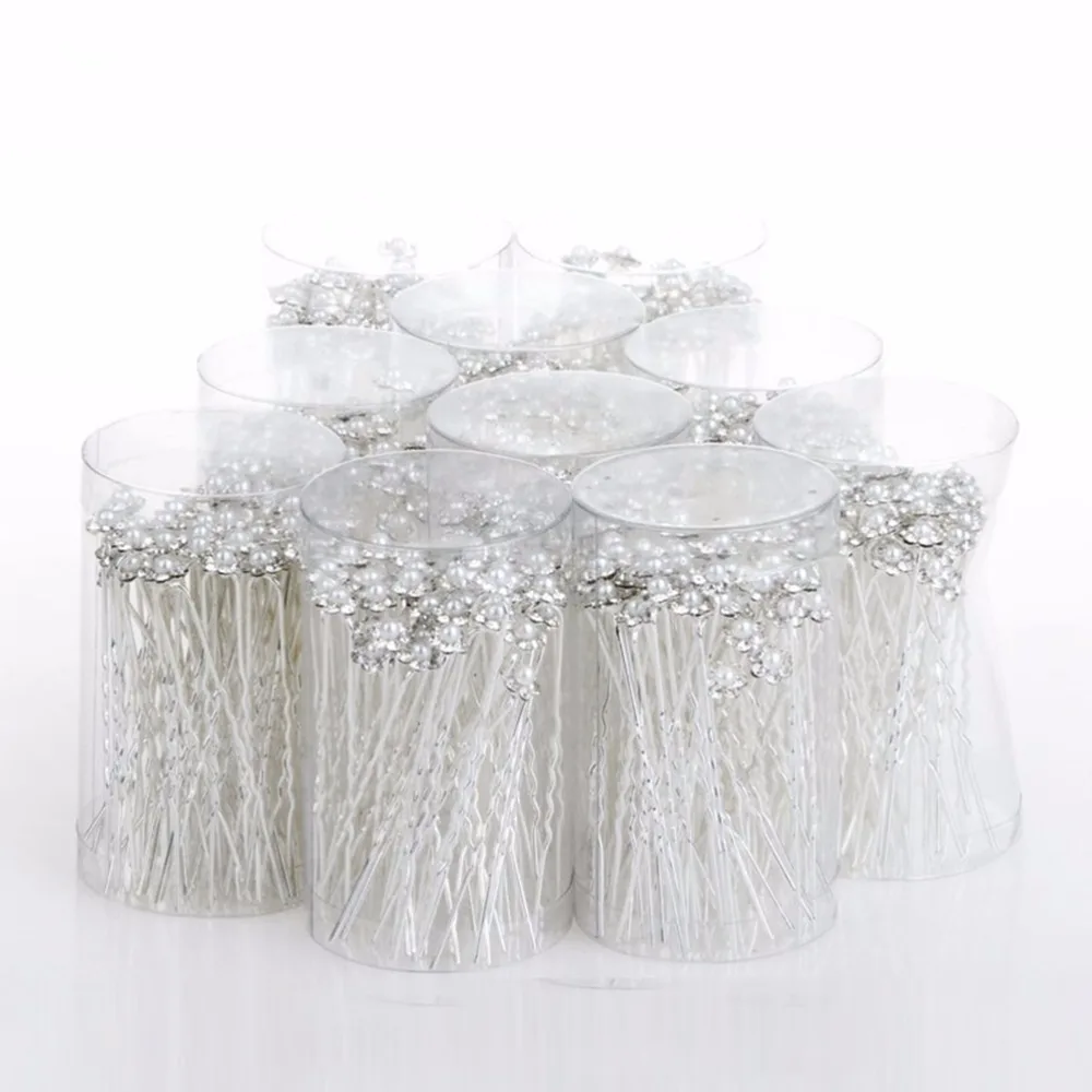 40 шт. заколки для волос с искусственным жемчугом и цветком свадебные палочки еды