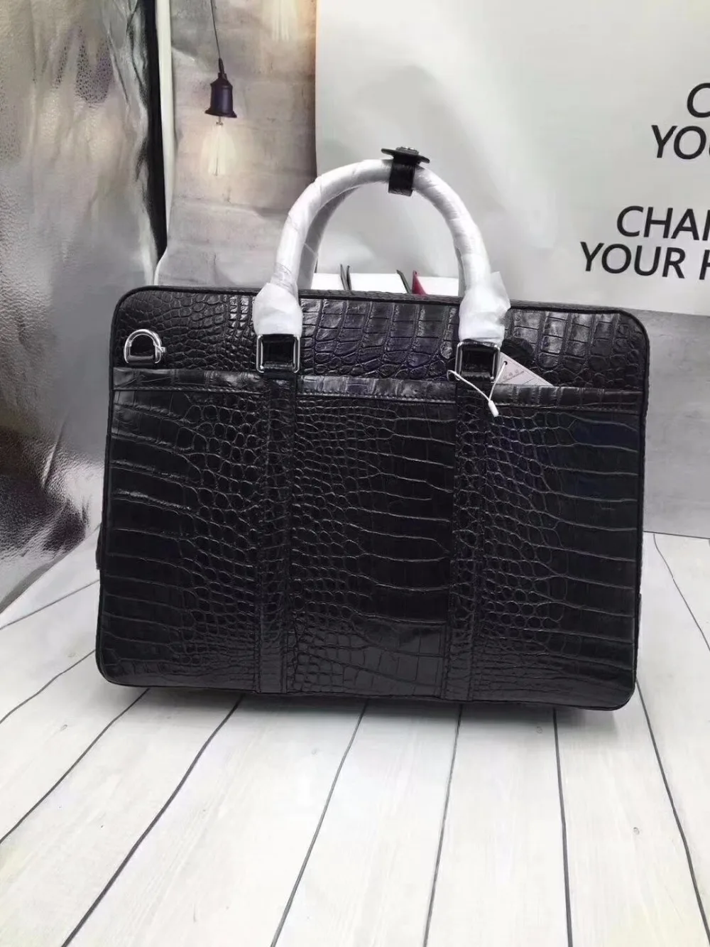 Подлинный портфель для ноутбука из крокодиловой кожи деловой кошелек сумка