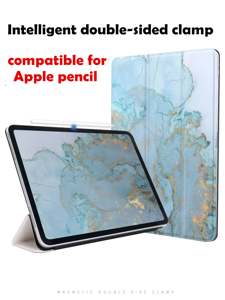 Умный чехол с синим мрамором для iPad Pro 11 12 9 2018 Магнитный тройного сложения