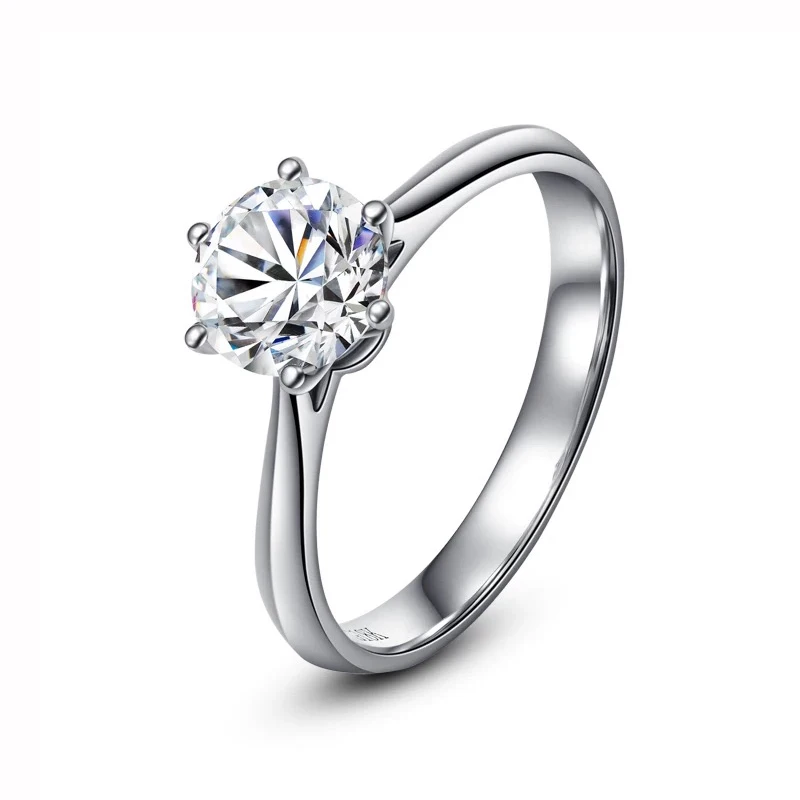 Чистое кольцо из белого золота 18 К 1ct 2ct 3ct VVS1 с круглой огранкой, классическое кольцо из муасанита с бриллиантами, Ювелирное кольцо для свадебной вечеринки, кольцо на головщину