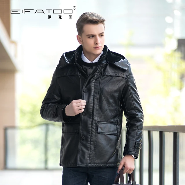 Black fitted leather jacket the hood 