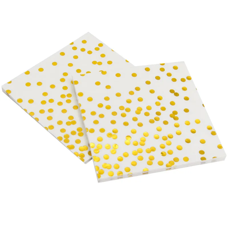gold dot 20 шт/Партия Красочные Мультяшные Совы бумажные салфетки для счастливого дня рождения украшения дети девственная древесина декупаж тканей Npkins - Цвет: gold dot